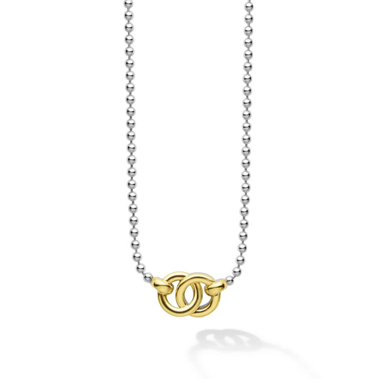 Lagos Signature Caviar Two-Tone Interlocking Pendant Necklace