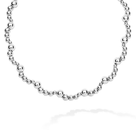 Lagos Caviar Bubbly Silver Beaded Scalloped Necklace