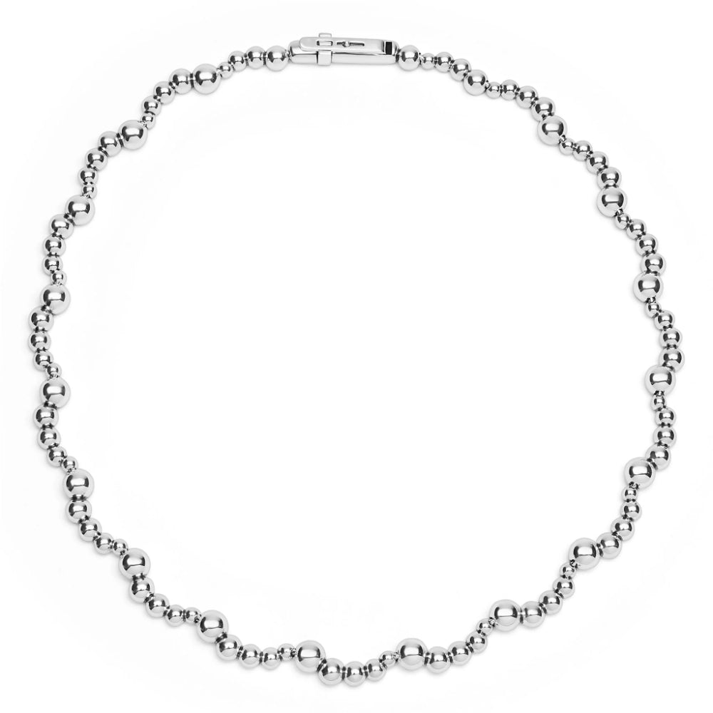 Lagos Caviar Bubbly Silver Beaded Scalloped Necklace