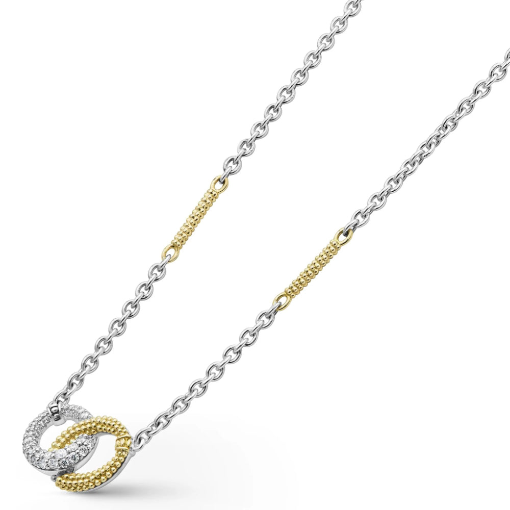 Lagos Caviar Lux Two-Tone Link Diamond Necklace
