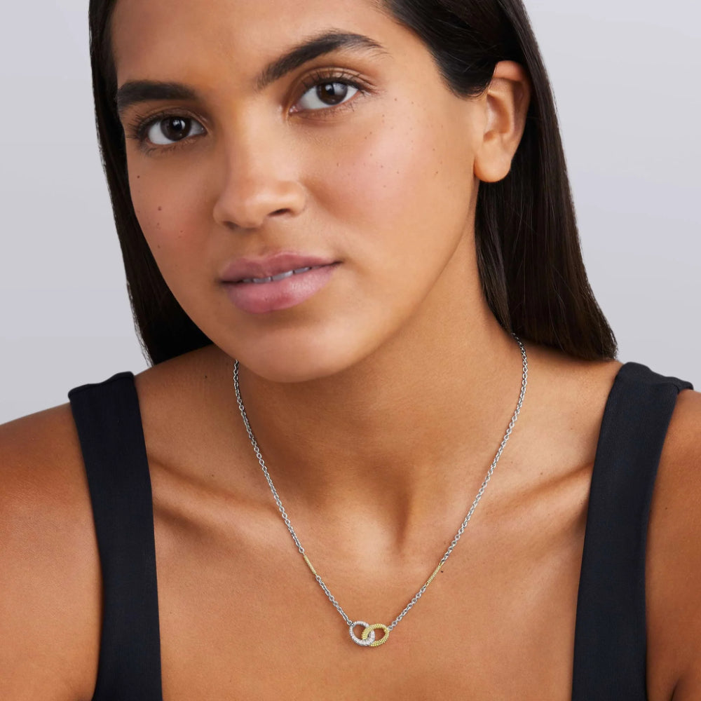 Lagos Caviar Lux Two-Tone Link Diamond Necklace