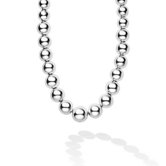 Lagos Caviar Bubbly Silver Graduated Bead Necklace