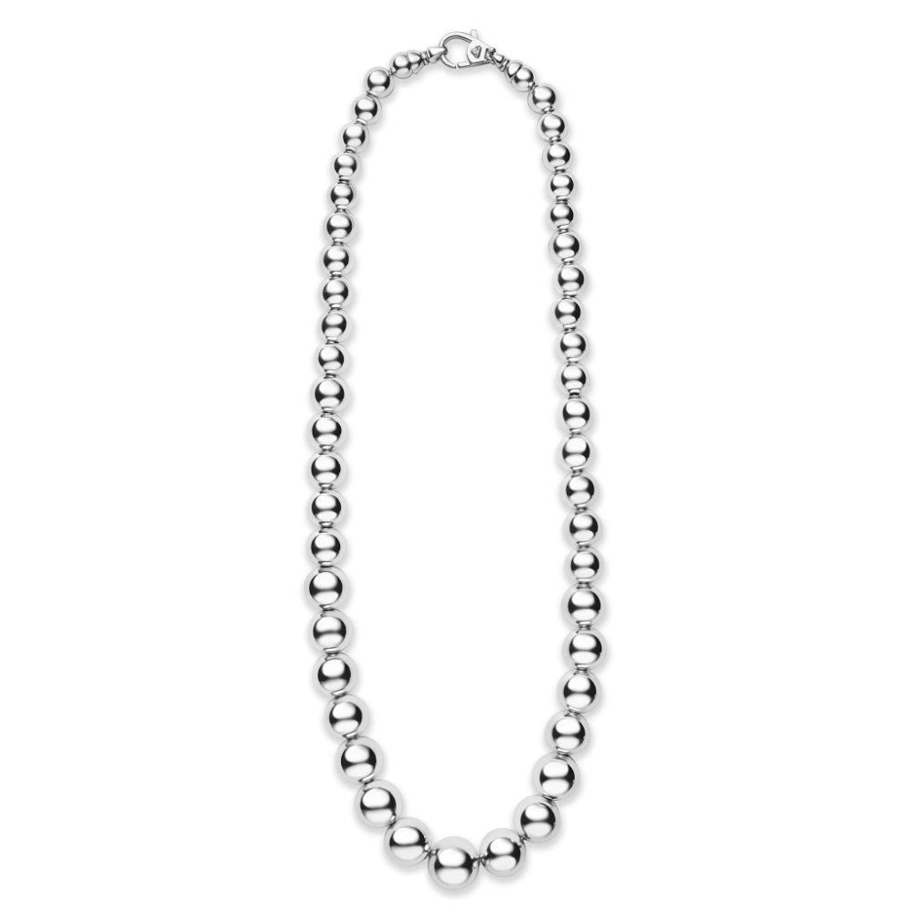 Lagos Caviar Bubbly Silver Graduated Bead Necklace