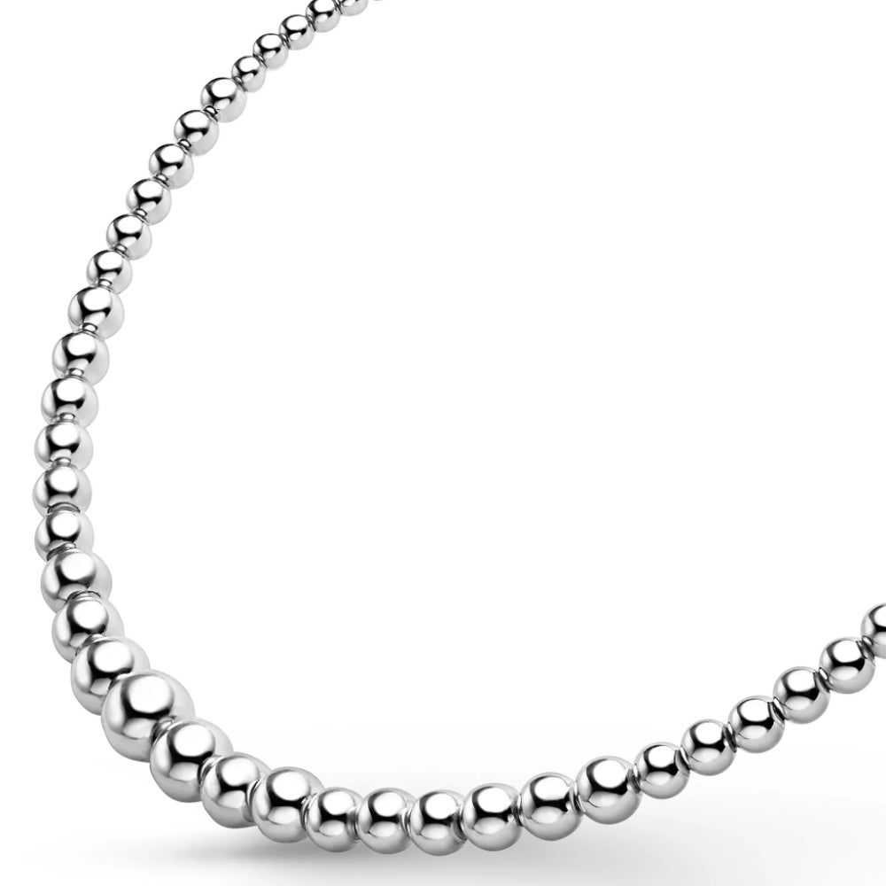Lagos Caviar Bubbly Silver Petite Graduated Bead Necklace, 16"