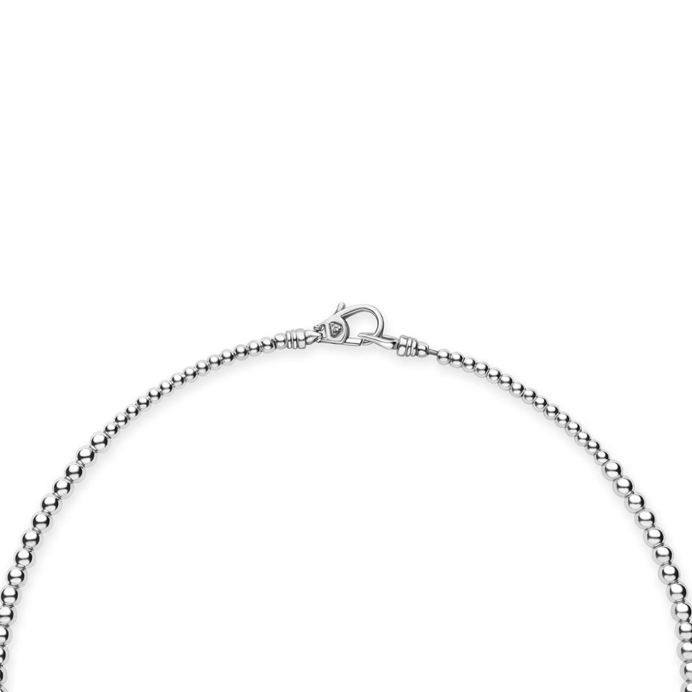 Lagos Caviar Bubbly Silver Petite Graduated Bead Necklace, 16"