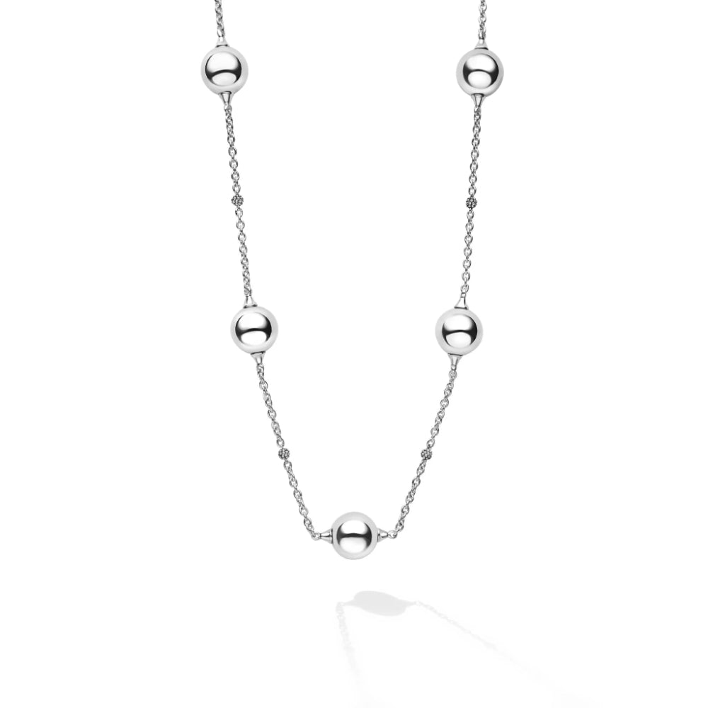 Lagos Caviar Bubbly Silver Beaded Station Necklace