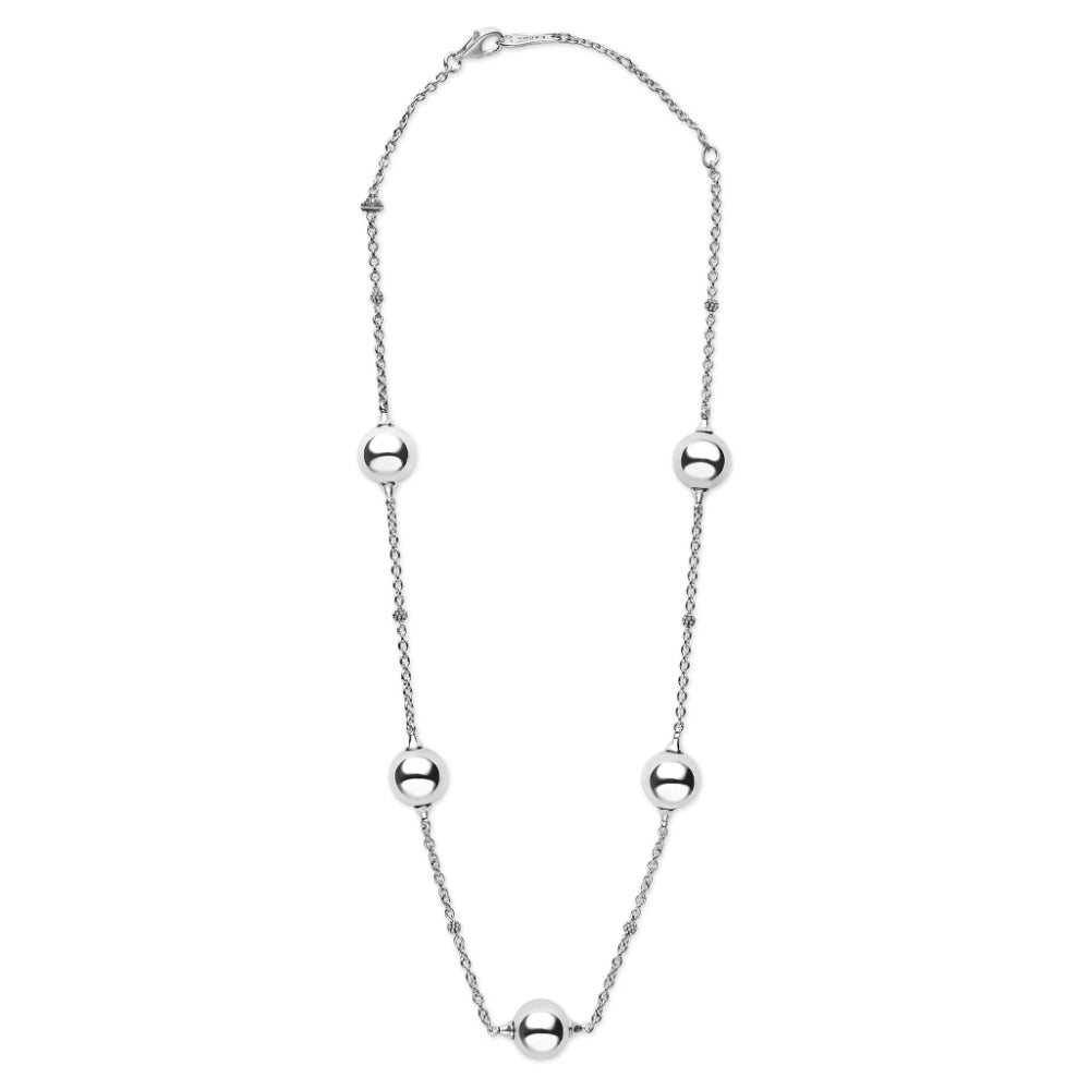 Lagos Caviar Bubbly Silver Beaded Station Necklace
