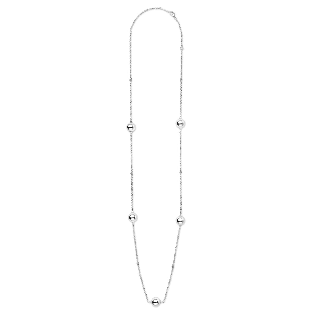 Lagos Caviar Bubbly Silver Large Beaded Station Necklace