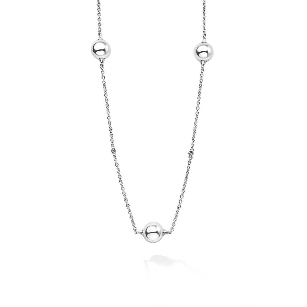 Lagos Caviar Bubbly Silver Large Beaded Station Necklace