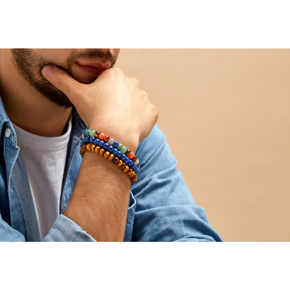 Scott Bros. Cade Oxidized Sterling Silver Corded Bracelet In Multi Mix