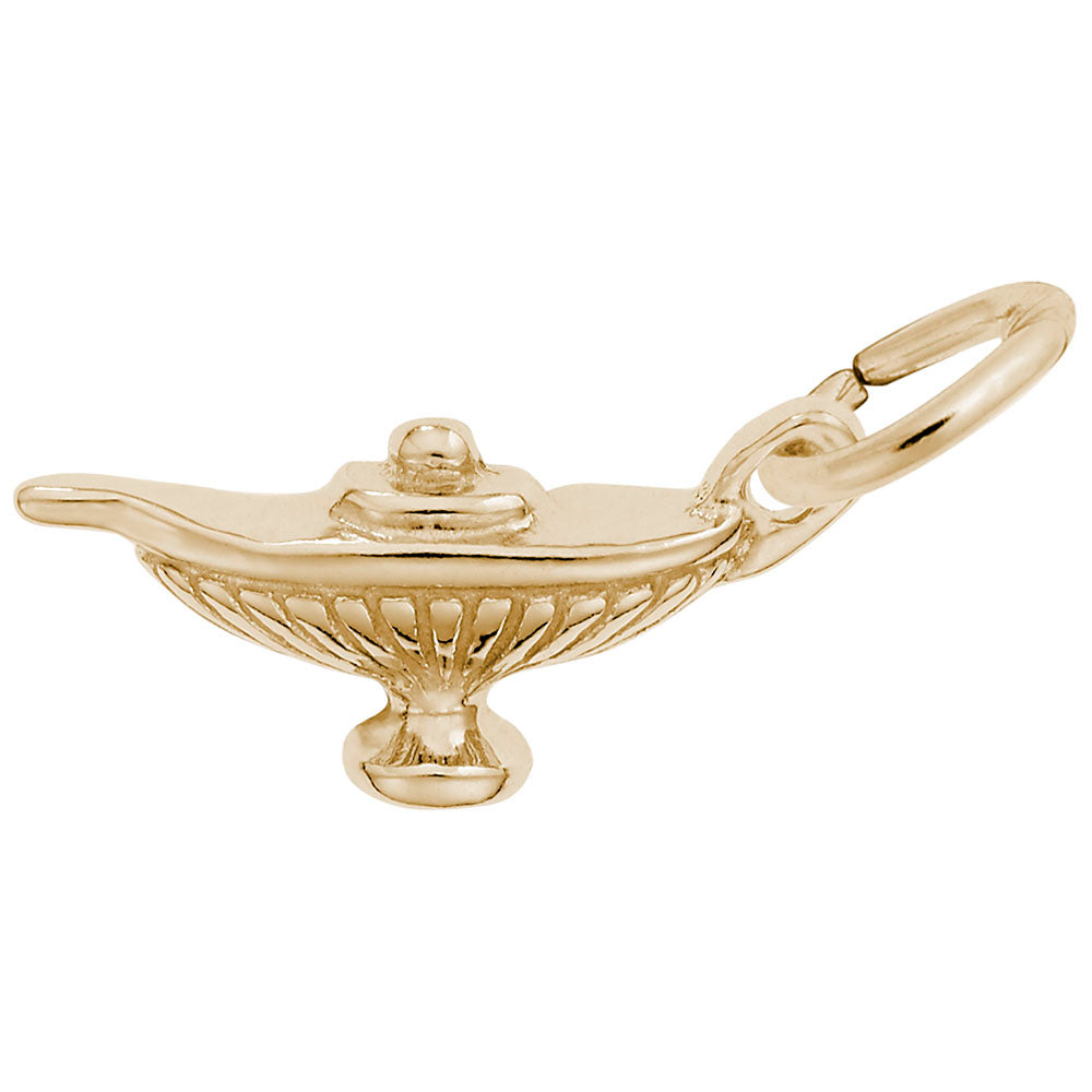 Gold Magic Lamp Shaped Charm on a white background