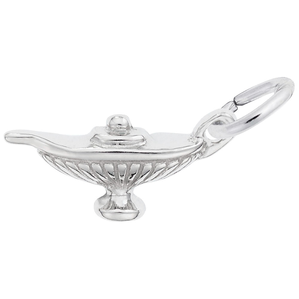 Silver Magic Lamp Shaped Charm on a white background