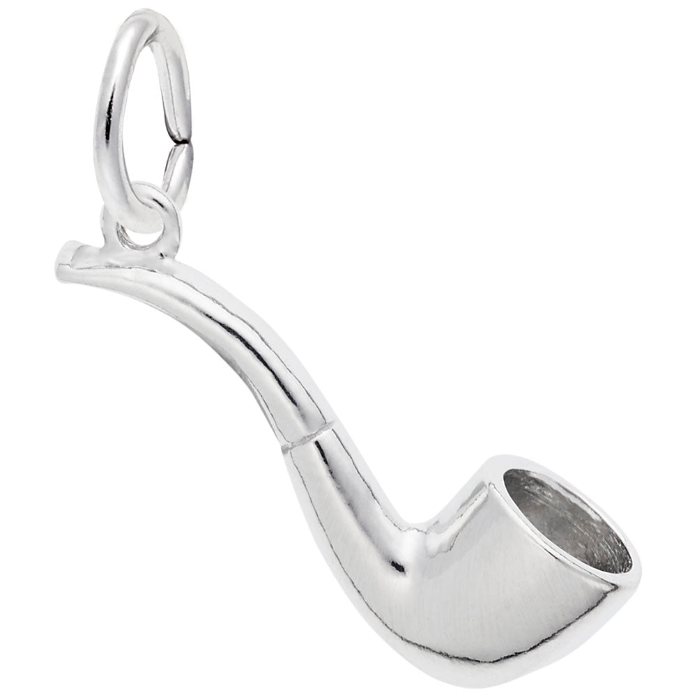Silver pipe charm on a white background