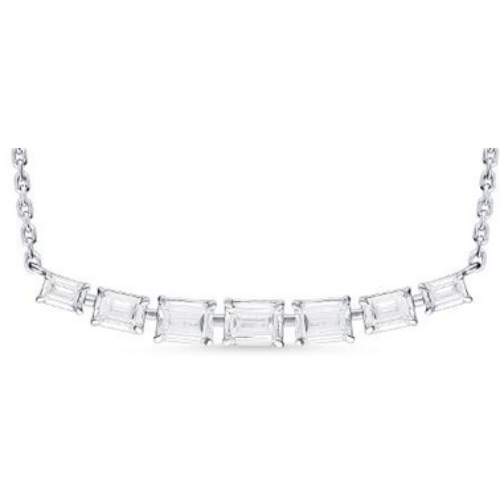 14k Emerald-Cut Diamond Bar Pendant Necklace