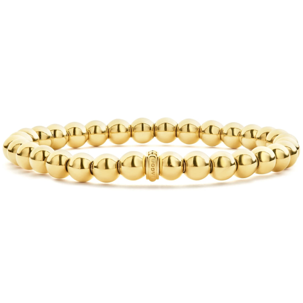 Lagos Caviar Gold 18k Bead Bracelet, 6mm