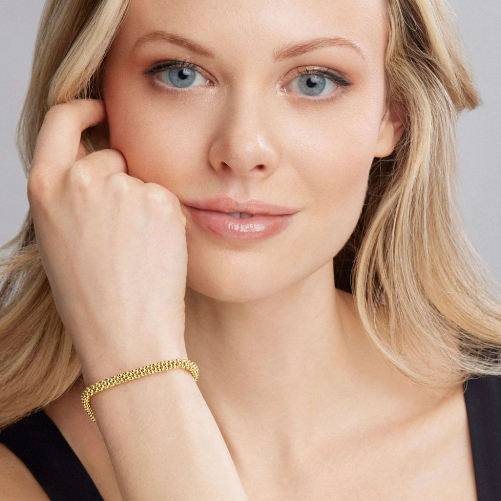 Lagos Caviar Gold 18k Beaded Bracelet, 4mm