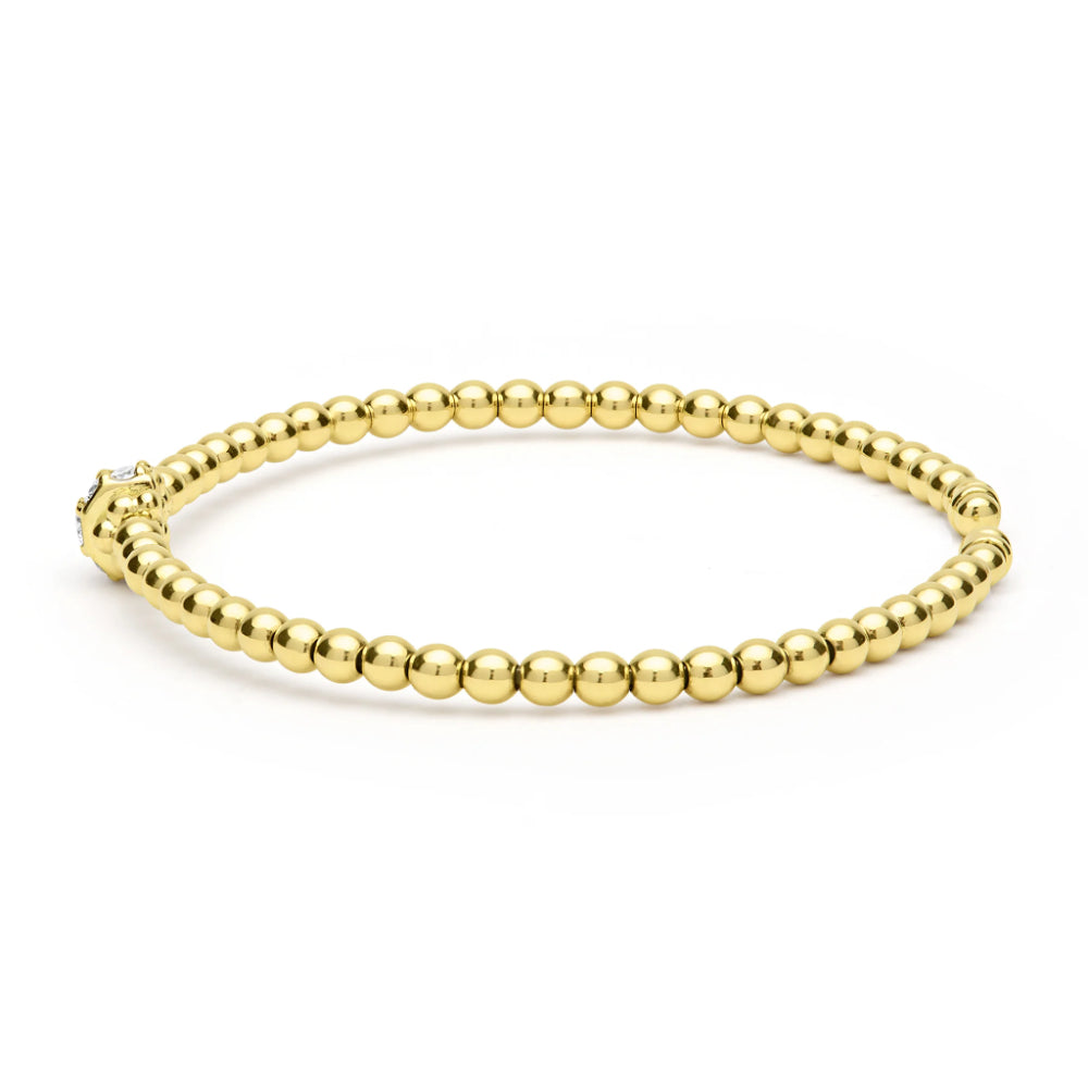 Lagos Caviar Gold 18k Gold Caviar Beaded Diamond Rondelle Cuff Bracelet
