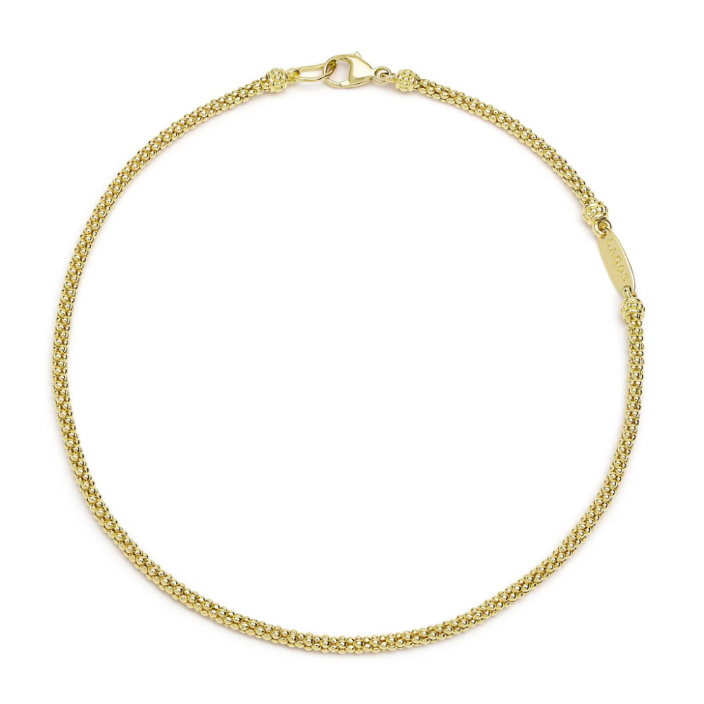 Lagos Anthem 18k Gold Caviar Bracelet, 2mm