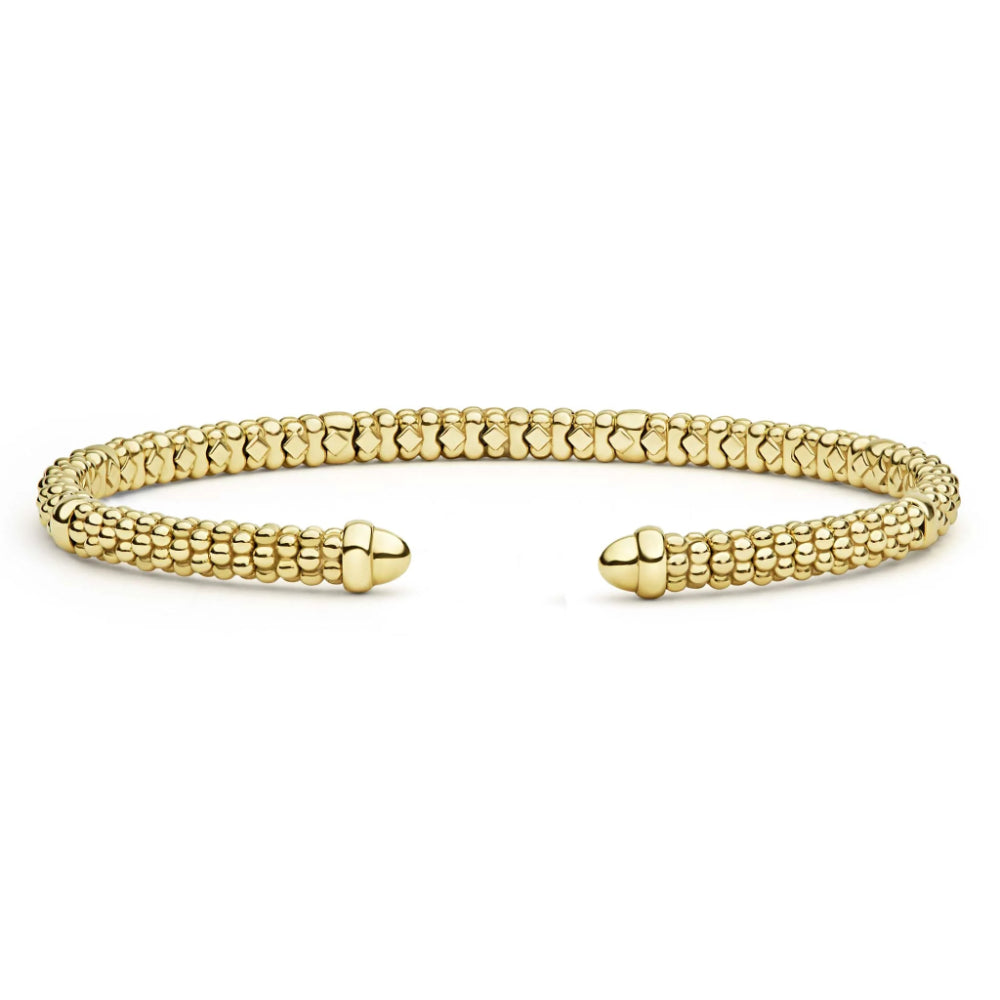 Lagos Signature Caviar 18k Gold Beaded Mini Versa Torque Bracelet