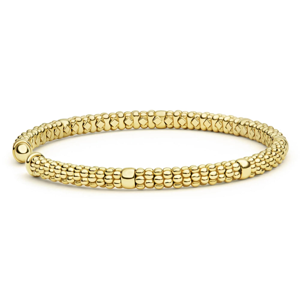 Lagos Signature Caviar 18k Gold Beaded Mini Versa Torque Bracelet