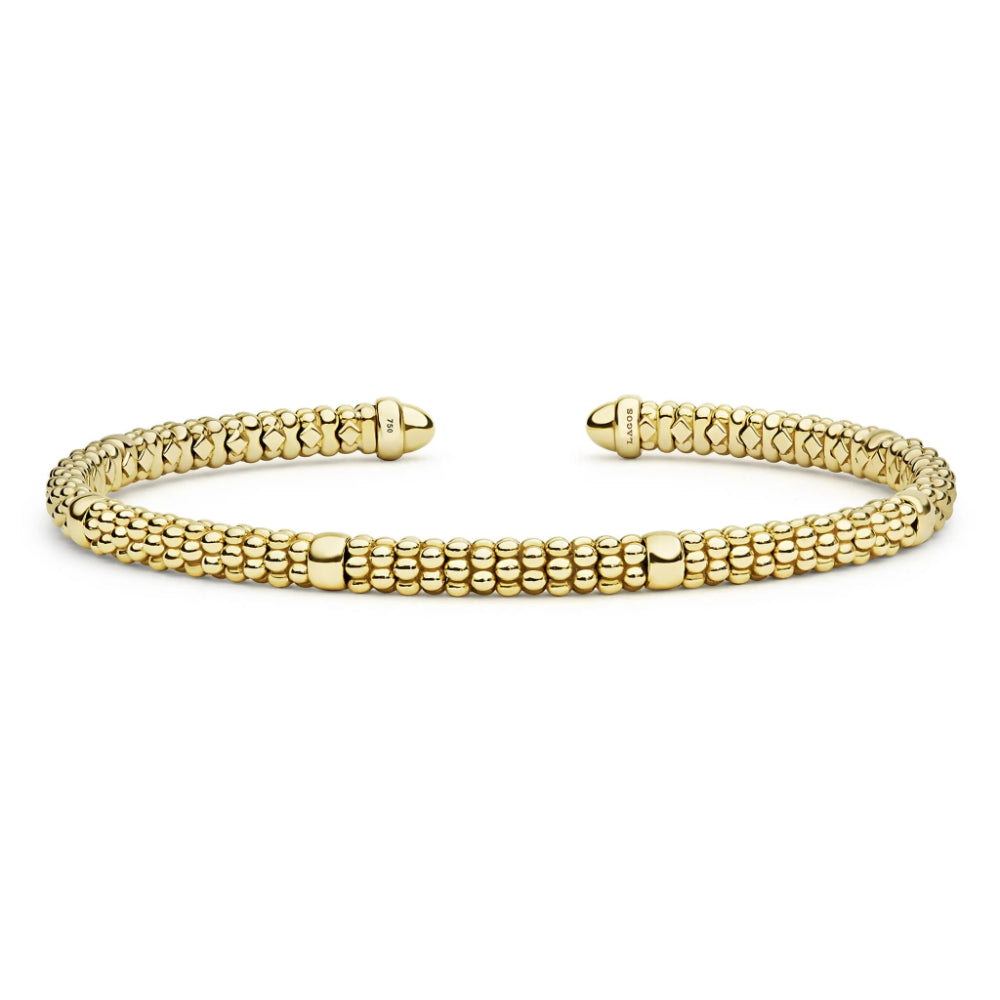Lagos Signature Caviar 18k Gold Beaded Mini Versa Torque Bracelet