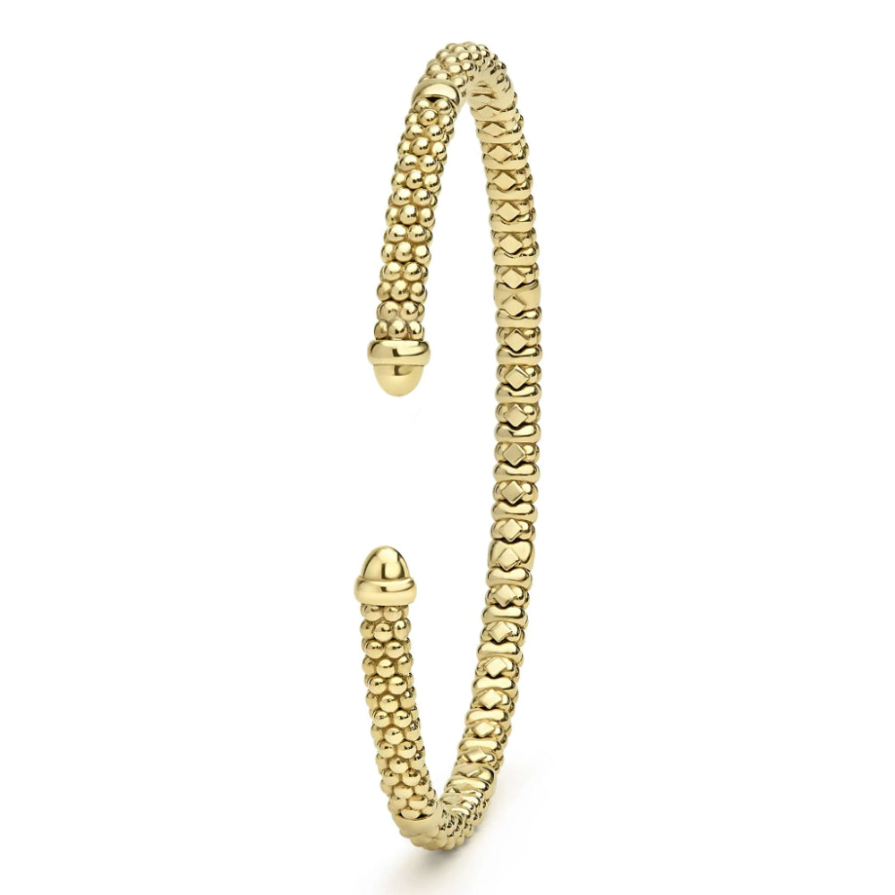 Lagos Signature Caviar 18k Gold Beaded Mini Versa Torque Bracelet