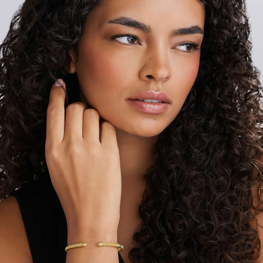 Lagos Signature Caviar 18k Gold Beaded Mini Versa Torque Bracelet