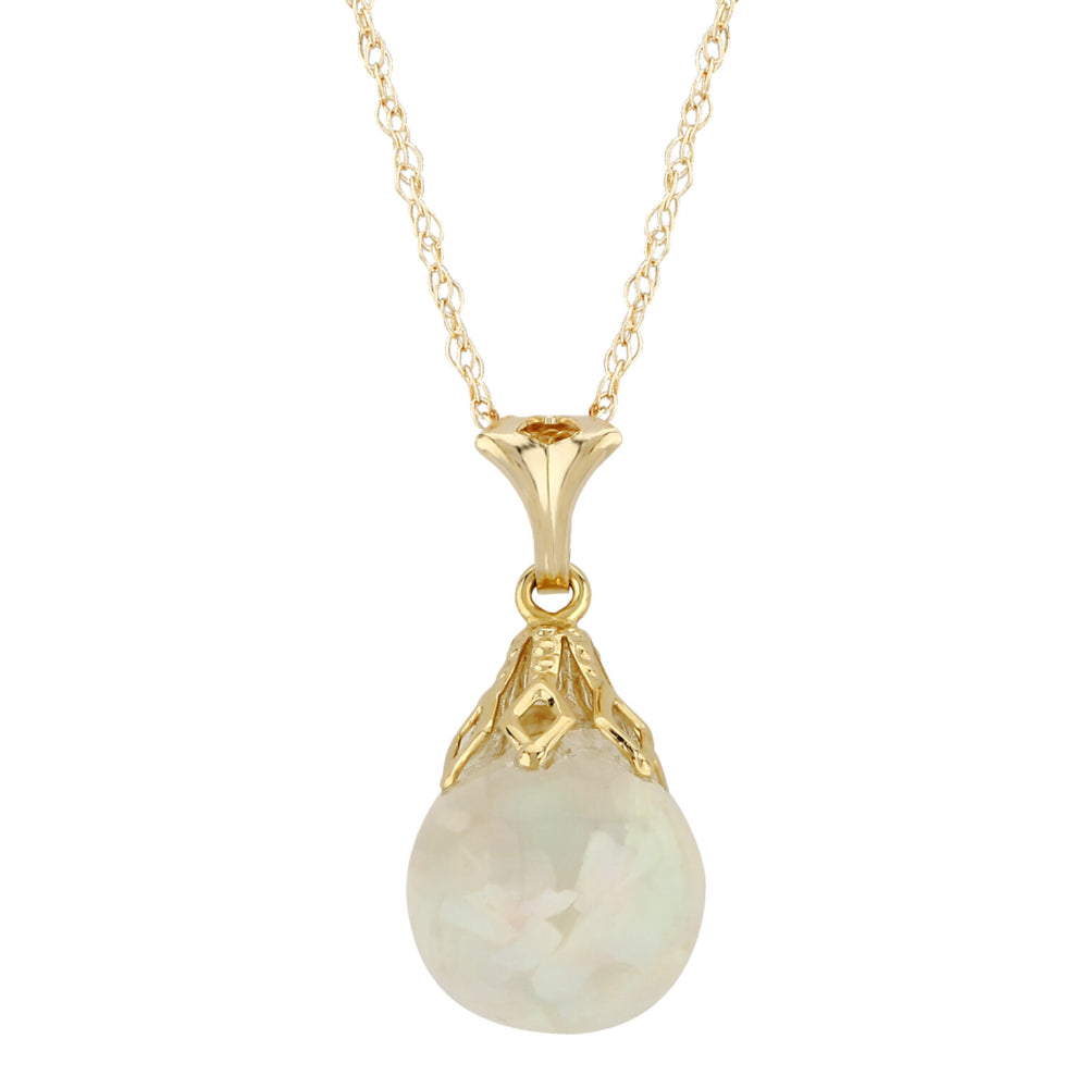 14k Gold Floating Opal Pendant Necklace