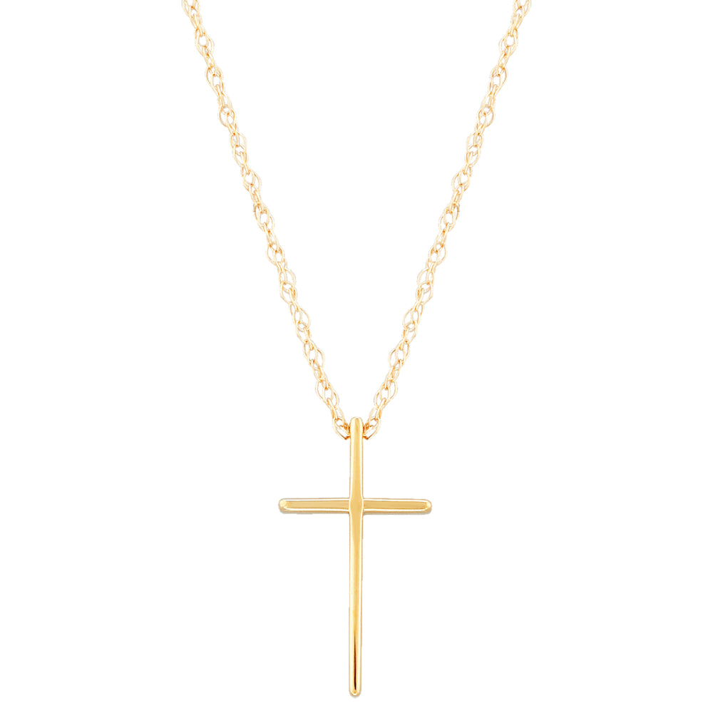 14k Swedged Cross Pendant Necklace 18"