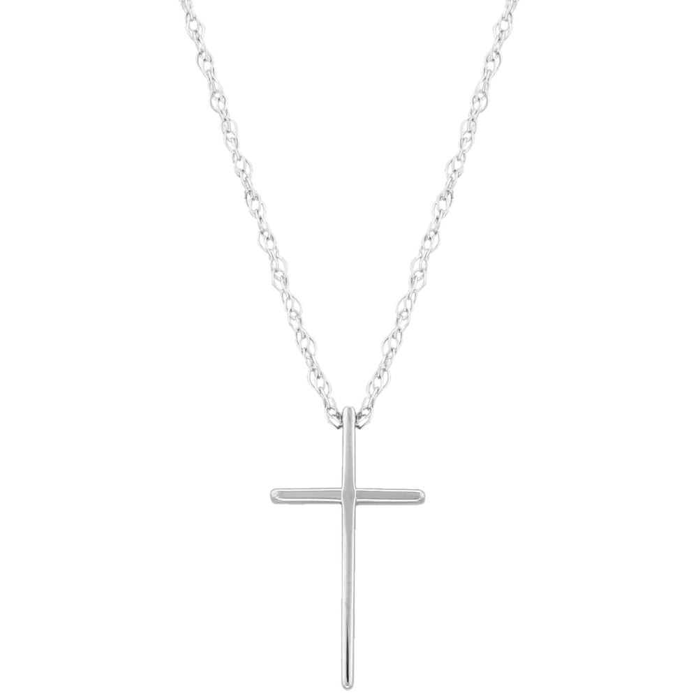 14k Swedged Cross Pendant Necklace 18"