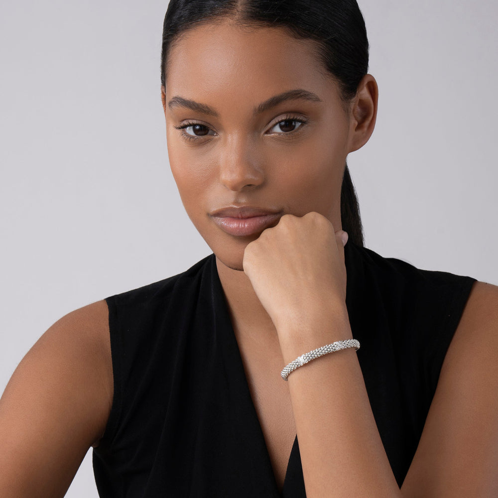 Lagos Lux Sterling Silver Three Station X Diamond Bracelet