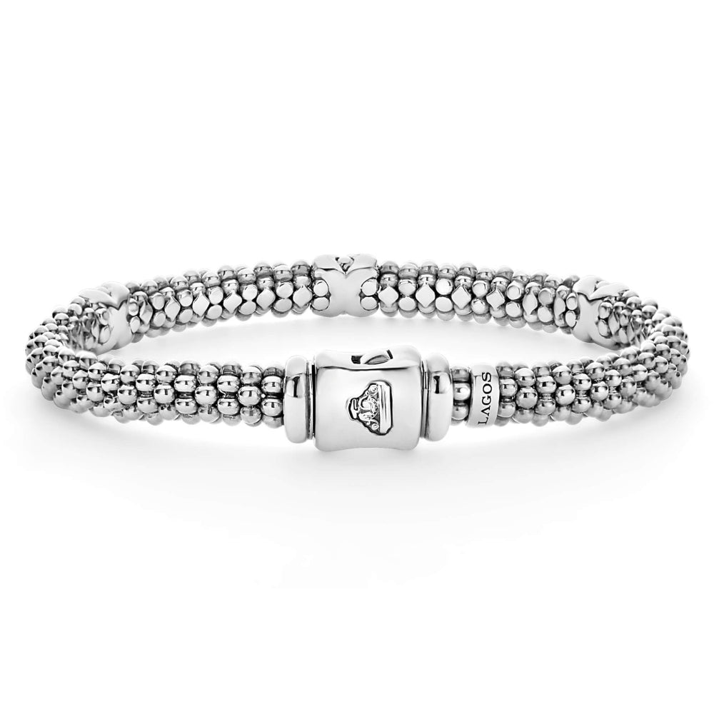 Lagos Lux Sterling Silver Three Station X Diamond Bracelet