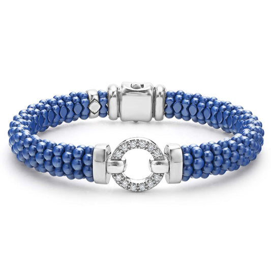 Lagos Blue Caviar Ultramarine Ceramic Diamond Circle Bracelet, 9mm
