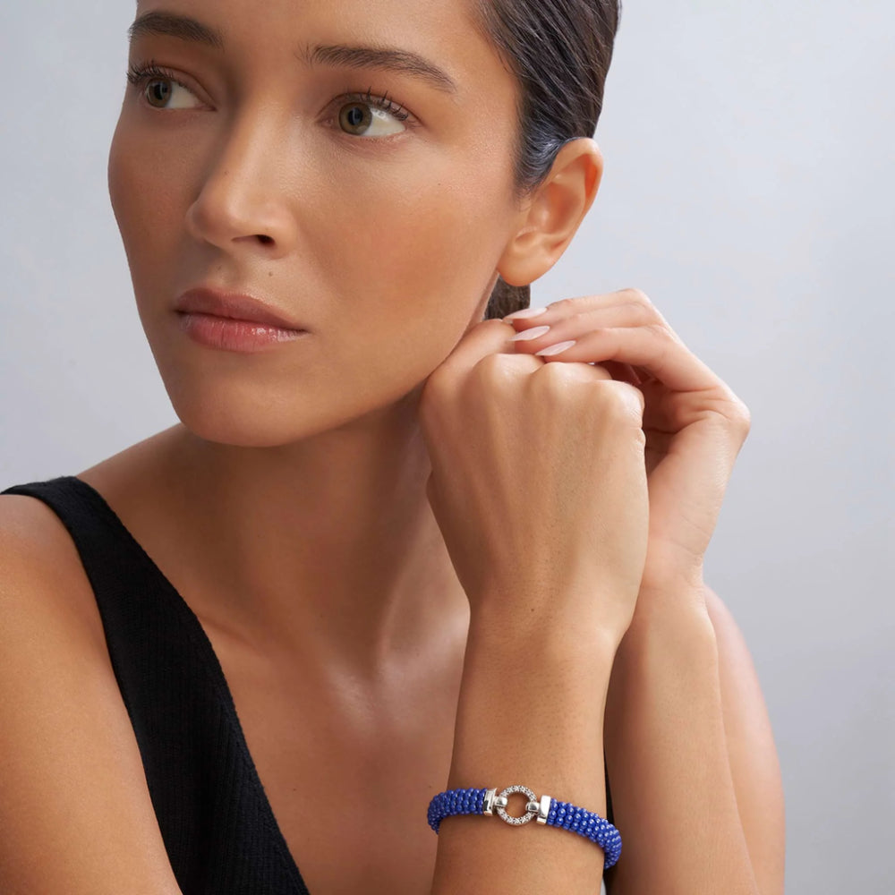 Lagos Blue Caviar Ultramarine Ceramic Diamond Circle Bracelet, 9mm