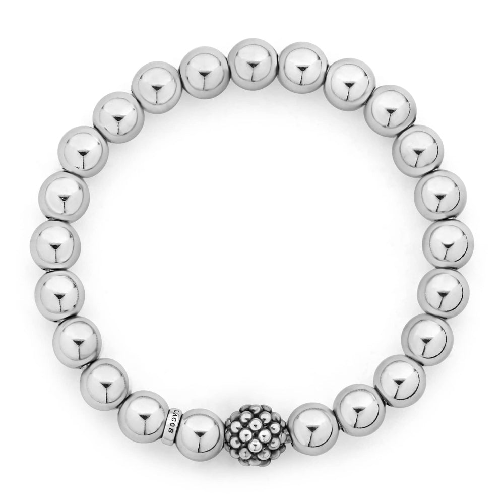 Lagos Signature Caviar Sterling Silver Stretch Bead Bracelet