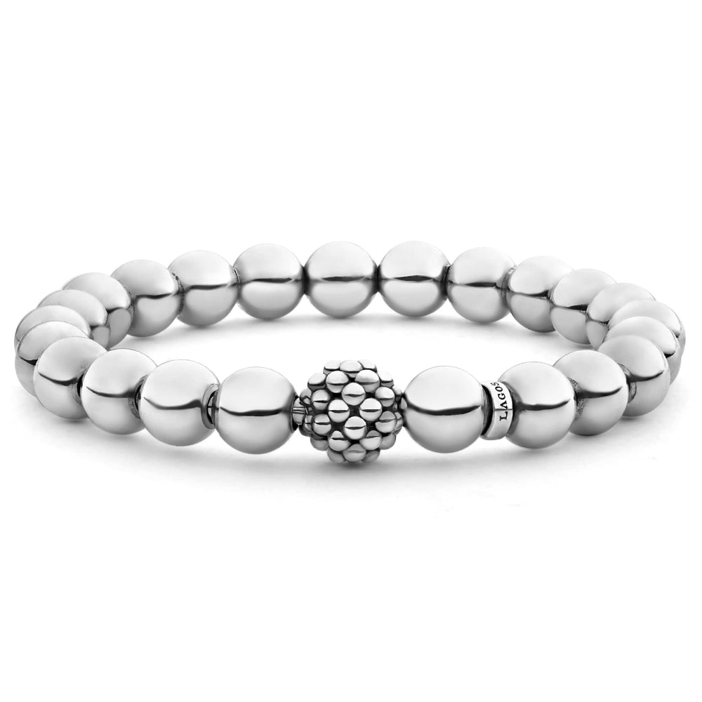 Lagos Signature Caviar Sterling Silver Stretch Bead Bracelet
