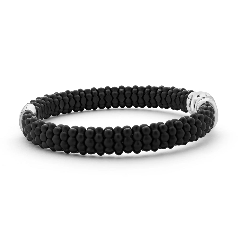 Lagos Black Caviar 18k Gold Matte Ceramic Beaded Bracelet, 9mm
