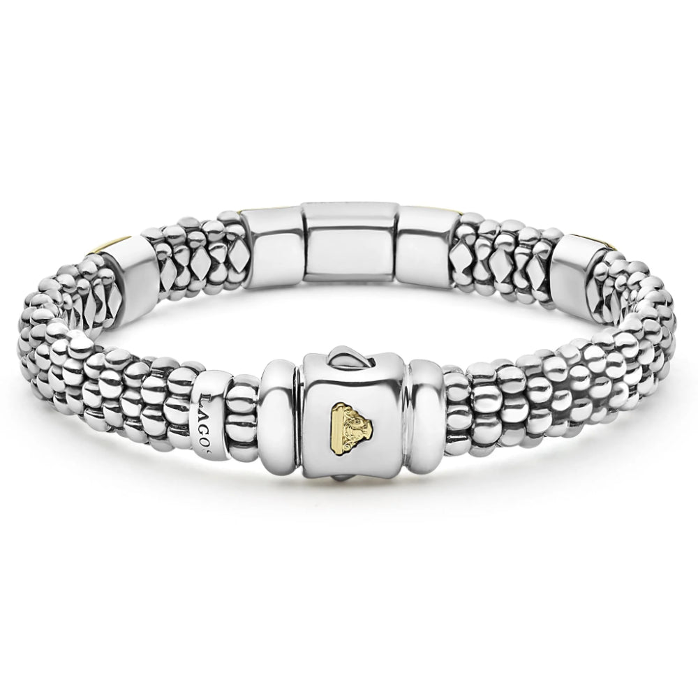 Lagos High Bar Two-Tone Diamond Bracelet, 9mm