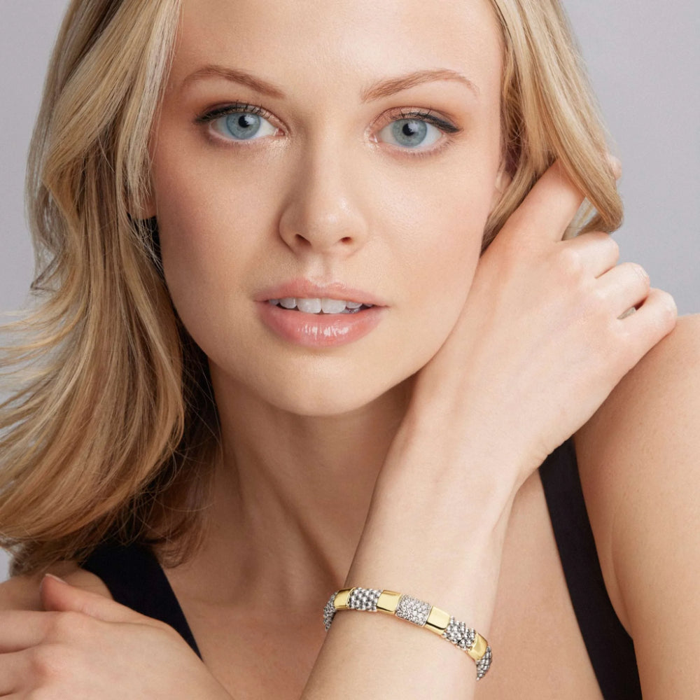 Lagos High Bar Two-Tone Diamond Bracelet, 9mm