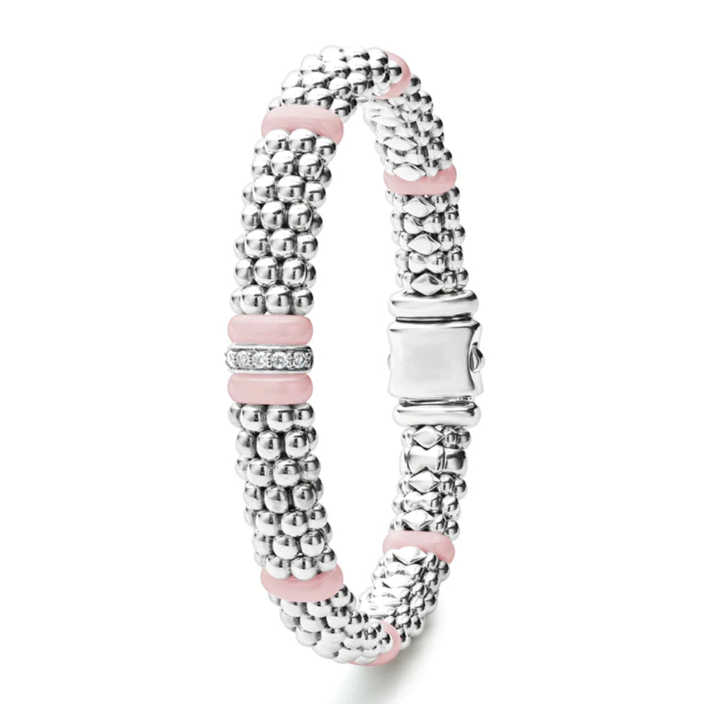 Lagos Pink Caviar Single Station Diamond Caviar Bracelet, 9mm