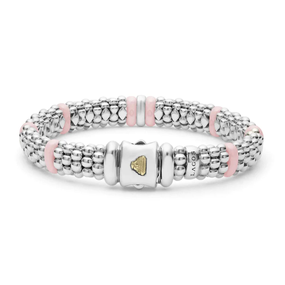 Lagos Pink Caviar Single Station Diamond Caviar Bracelet, 9mm