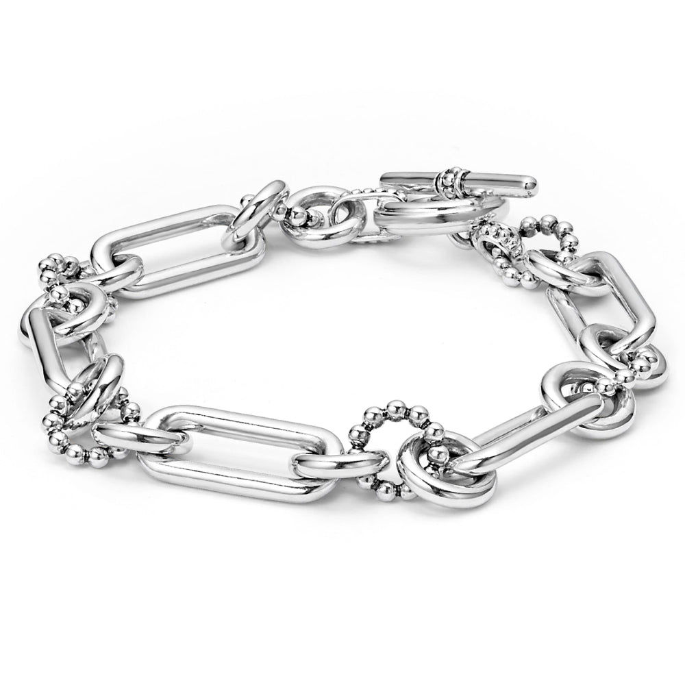 Lagos Signature Caviar Sterling Silver Elongated Link Bracelet - Small