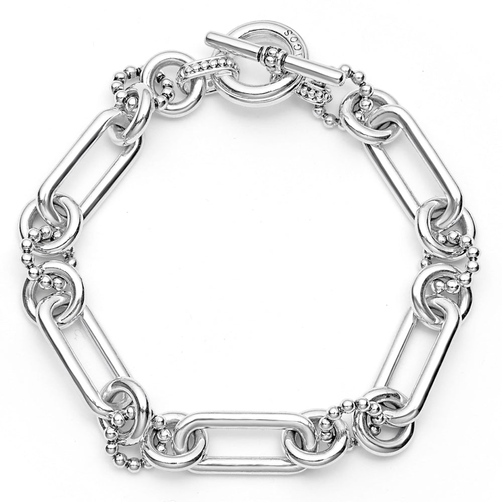 Lagos Signature Caviar Sterling Silver Elongated Link Bracelet - Small