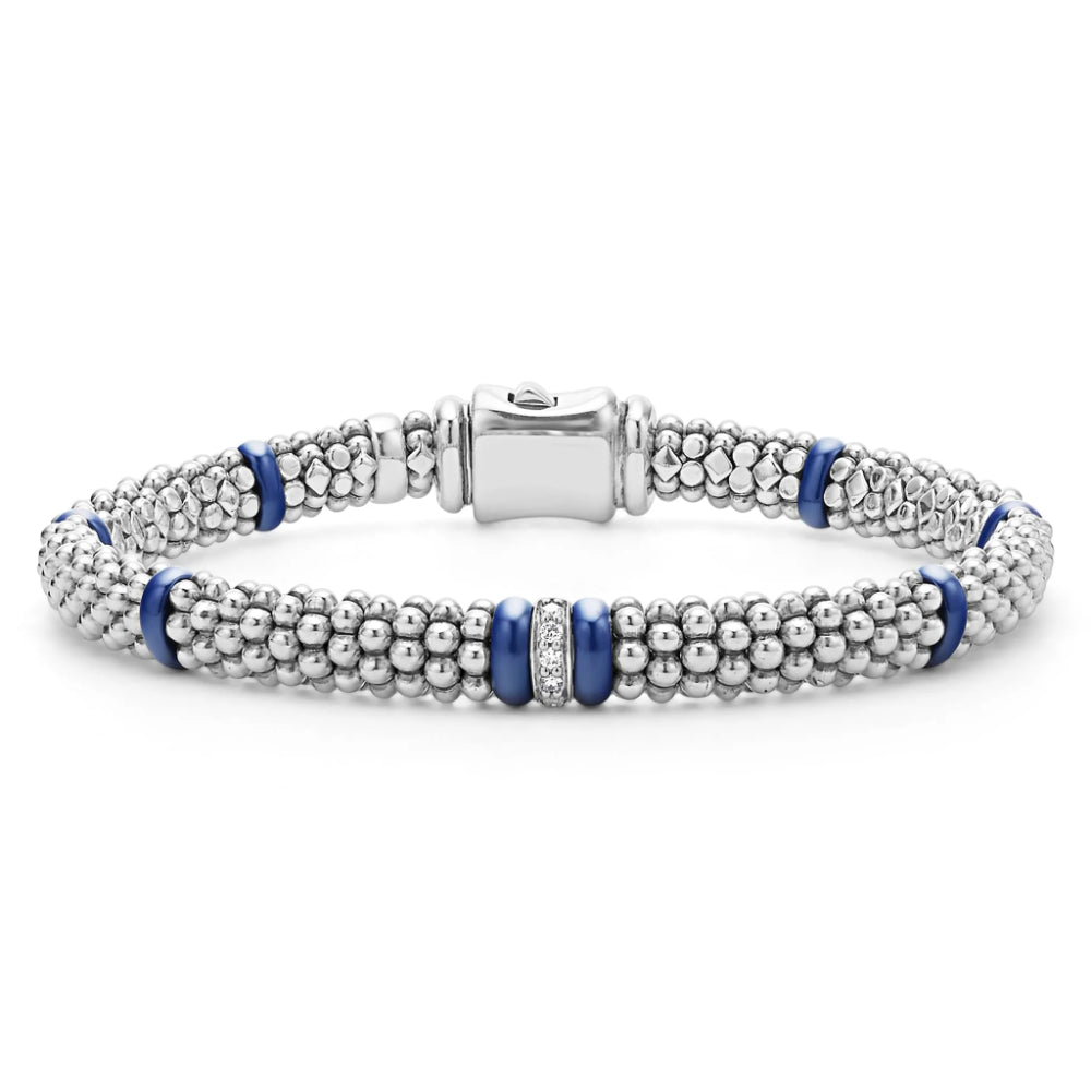 Lagos Blue Caviar 6mm Single Station Diamond Caviar Bracelet