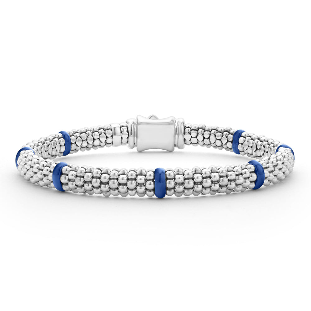 Lagos Sterling Silver 7 Station Ultramarine Ceramic Bracelet, 6mm