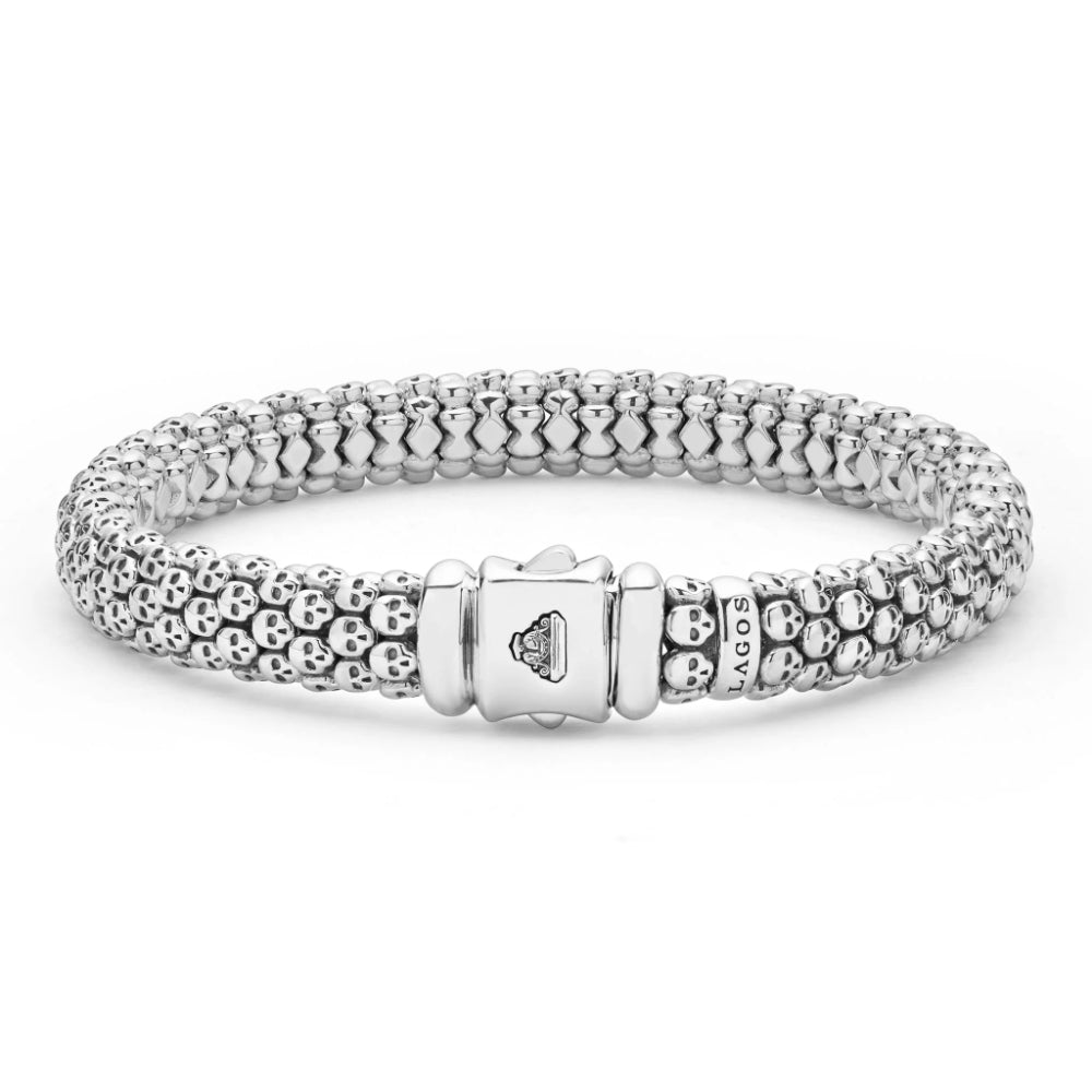 Lagos Anthem Caviar Skull Bracelet, 9mm
