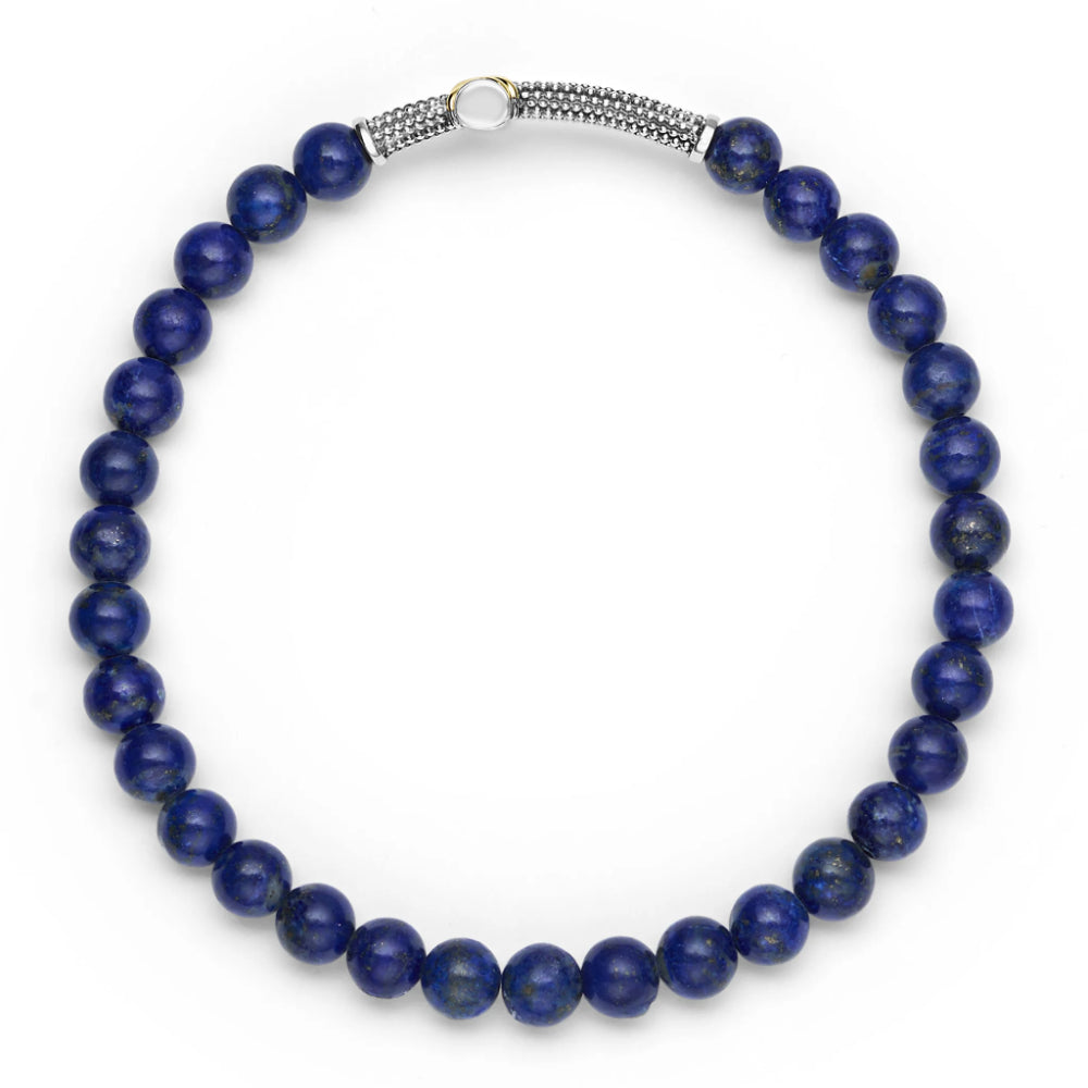 Lagos Anthem Two-Tone Caviar Cross Lapis Stretch Bracelet