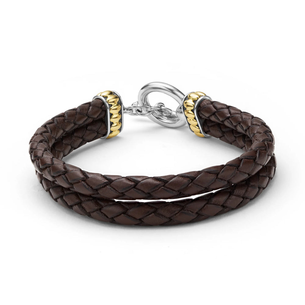 Lagos Anthem Two-Tone Brown Leather Braided Bracelet