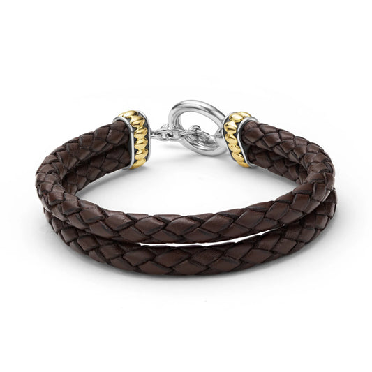 Lagos Anthem Two-Tone Brown Leather Braided Bracelet