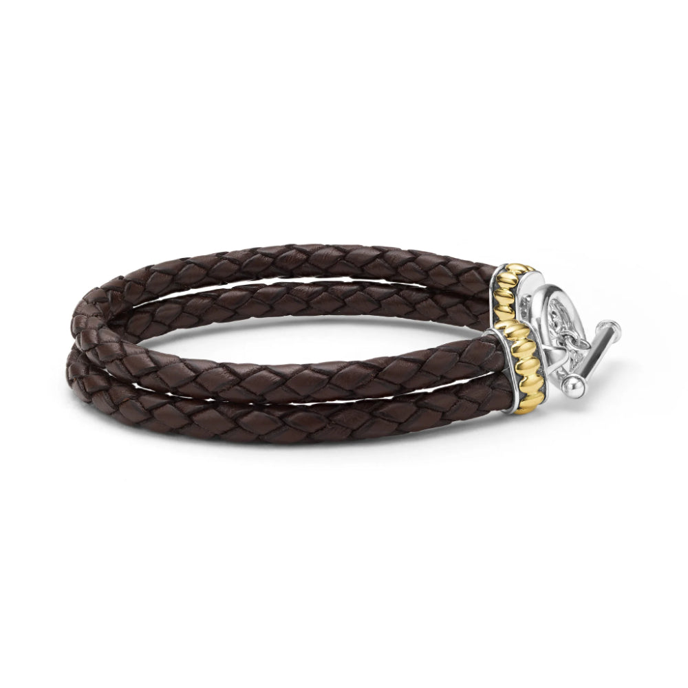 Lagos Anthem Two-Tone Brown Leather Braided Bracelet